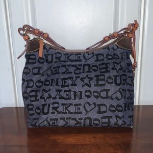 Dooney and Bourke Tote Bag | Designer Navy Blue Velvet | Med Size